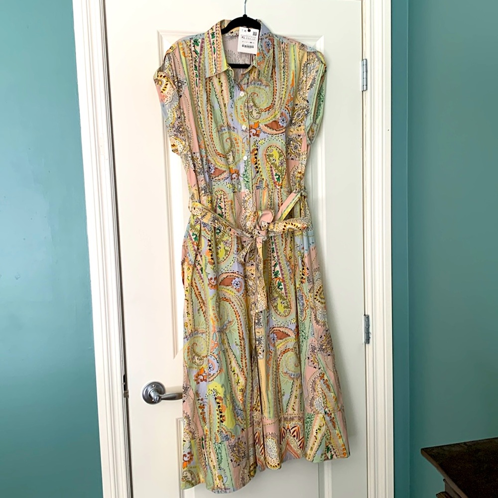 Zara Cotton Midi Shirt Dress